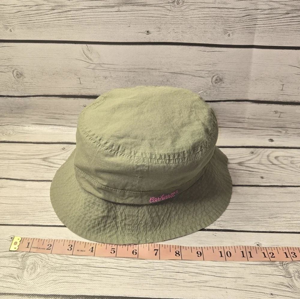 Carhartt Reversible Floral Bucket Hat Youth Pink Green Logo Outdoor